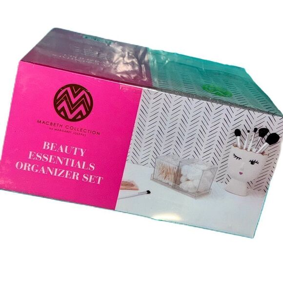 Macbeth Collection Silver Glitter Beauty Essentials Organizer Set 2 Jars & Tray - Picture 5 of 11